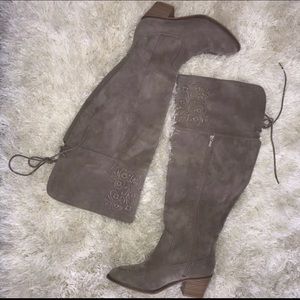 NEW Taupe Faux Suede Coachella Boots sz 8